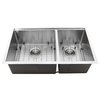 Nantucket Sinks Offset Double Bowl Prep Station Small Radius Undermount Stainless Sink with Accessories SR-PS-3219-OS-16